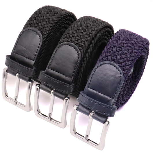 Elastische Riem - Grote Maten Riem - 3 Stuks - Zwart En Blauw - 130 Cm.